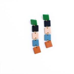 NEW SUNSHINE TIENDA women's rainbow square drop earrings in multi